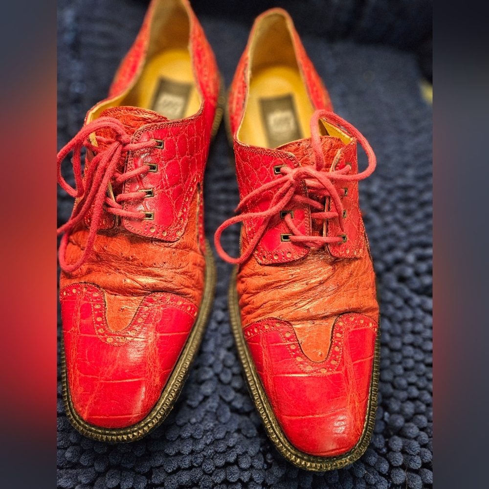 Mauri gator/ostrich red dress shoes  sz 11 1/2